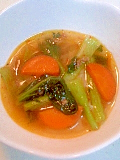 小松菜のピリ辛スープ