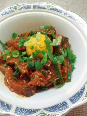 カツオのたたきのコリアンユッケ風