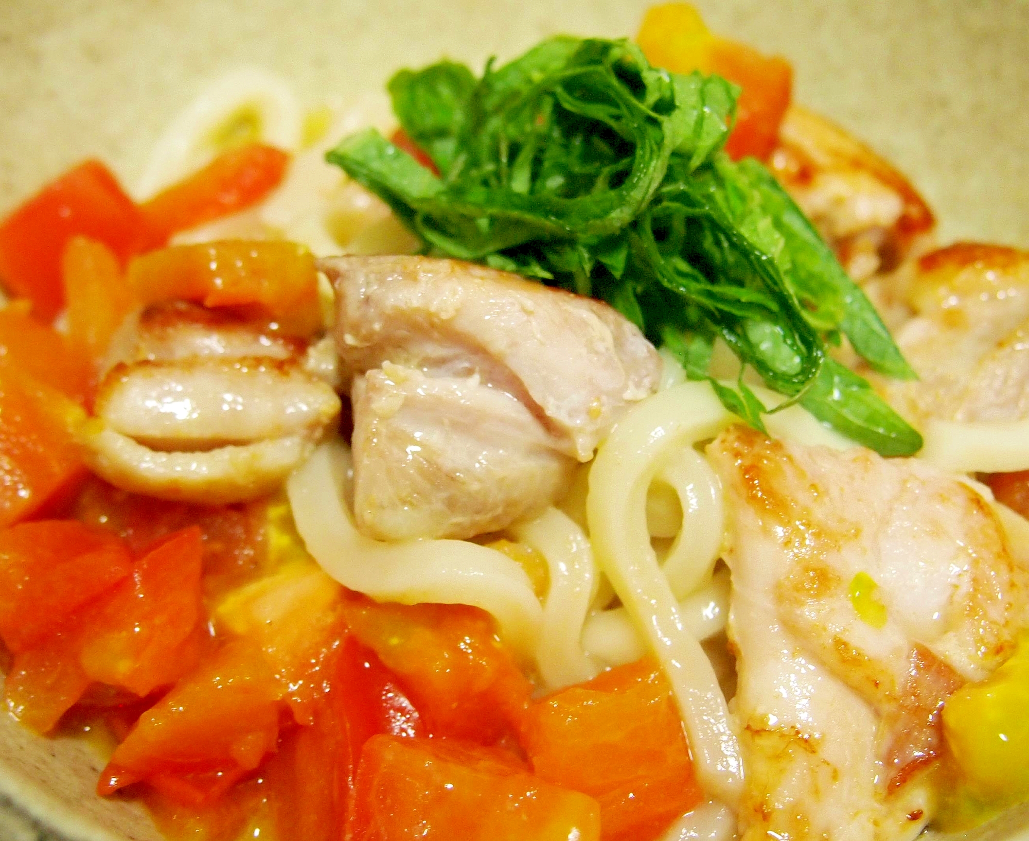 鶏とトマトのイタリアン風うどん