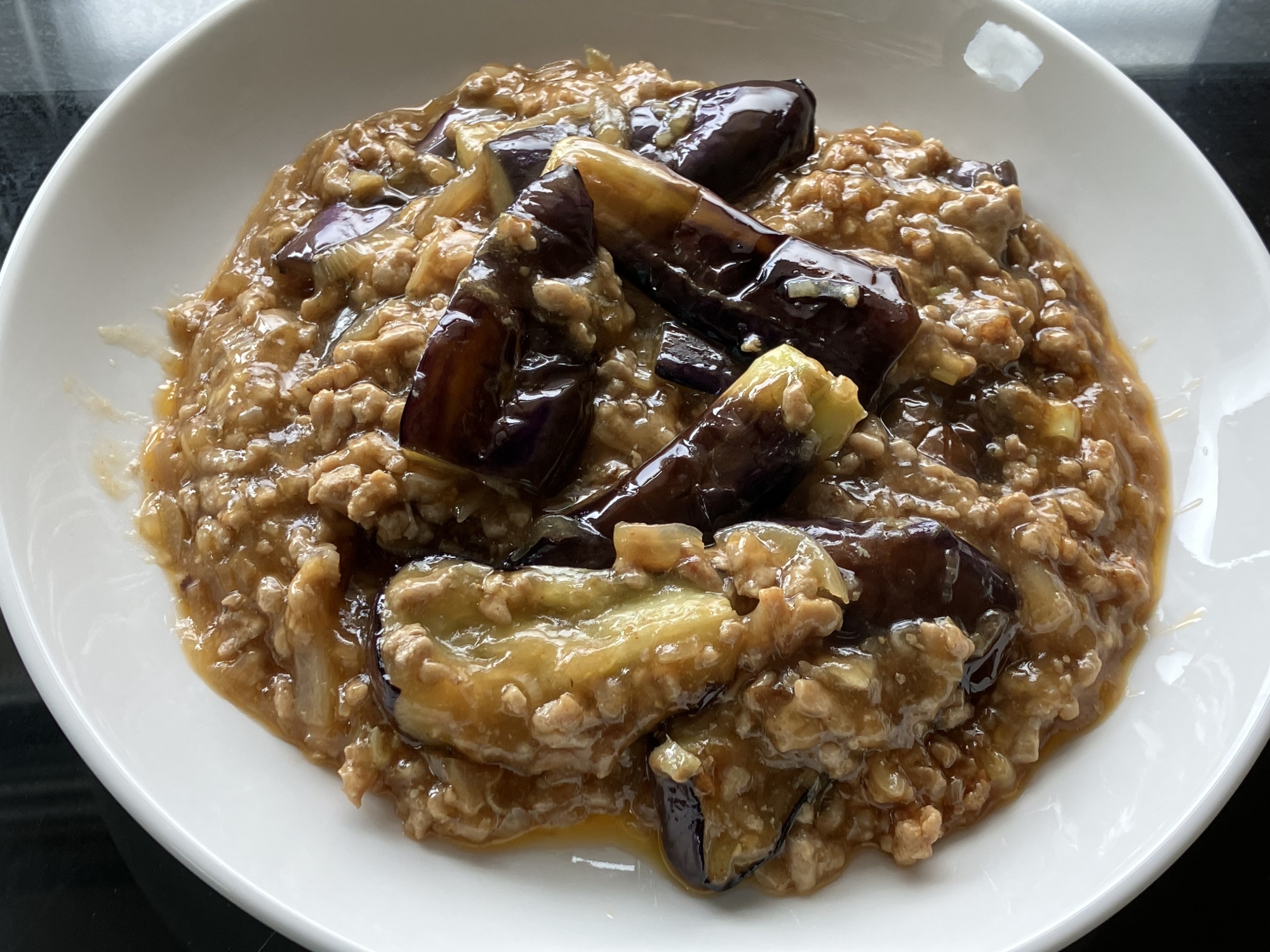 肉味噌活用♪簡単辛くない！麻婆茄子♪