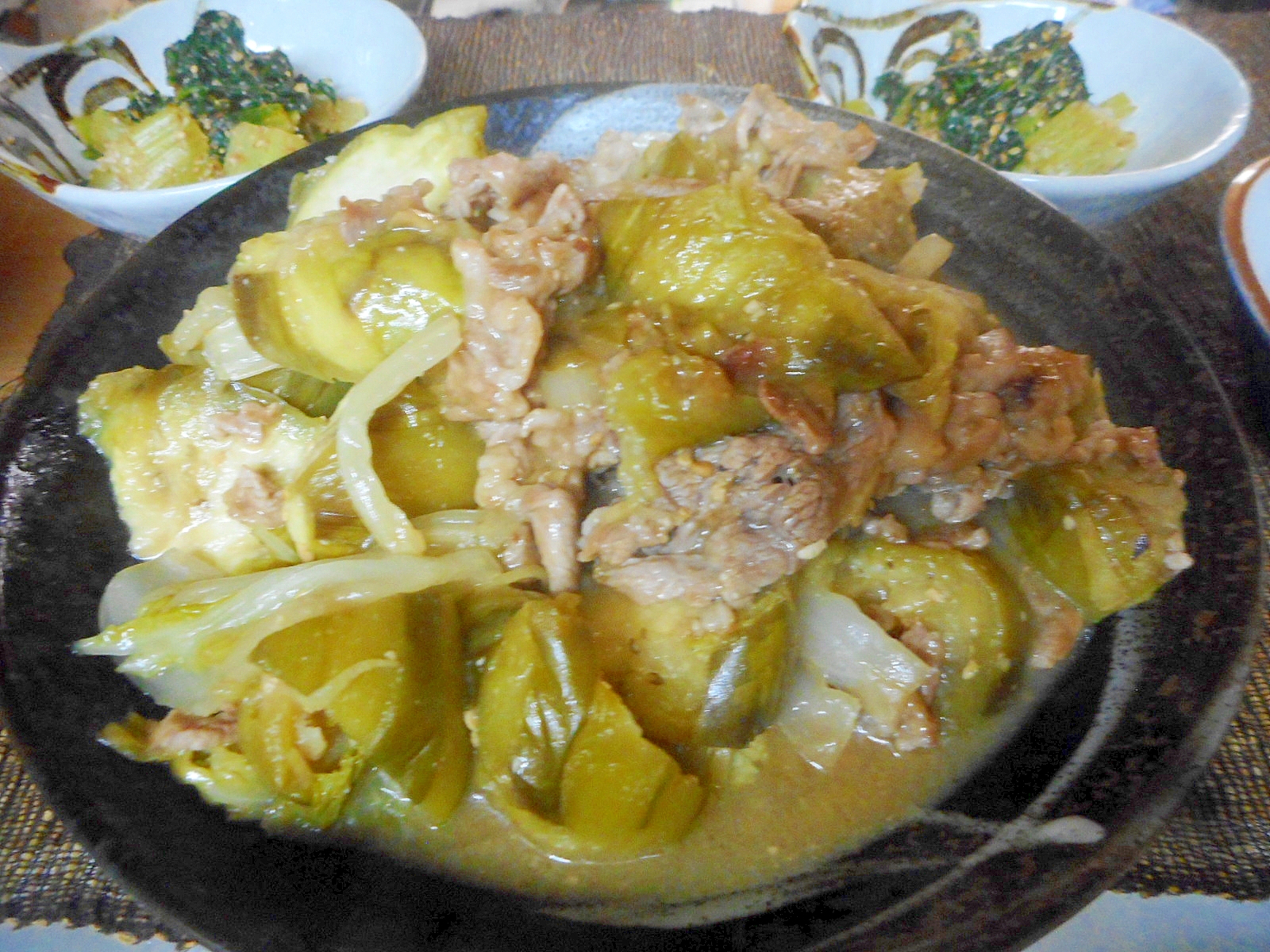 豚肉と白ナスと白菜の炒め煮