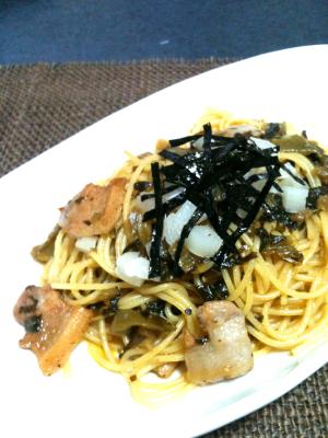 簡単!!『からし高菜パスタ☆らっきょ添え』