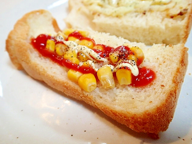 ごはん食パンで　大蒜香るコーンパン