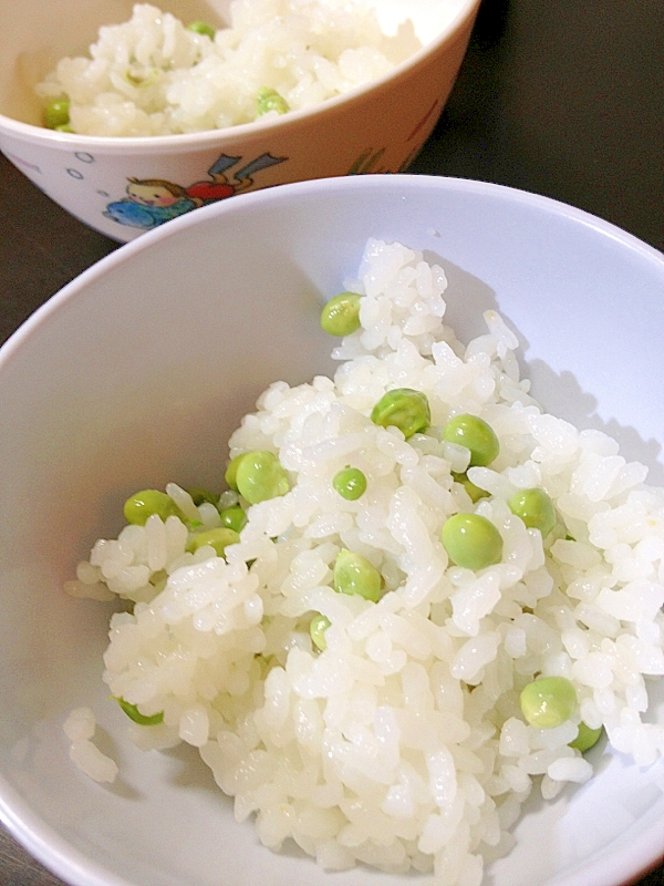 大きく育った絹さやで★豆ご飯★