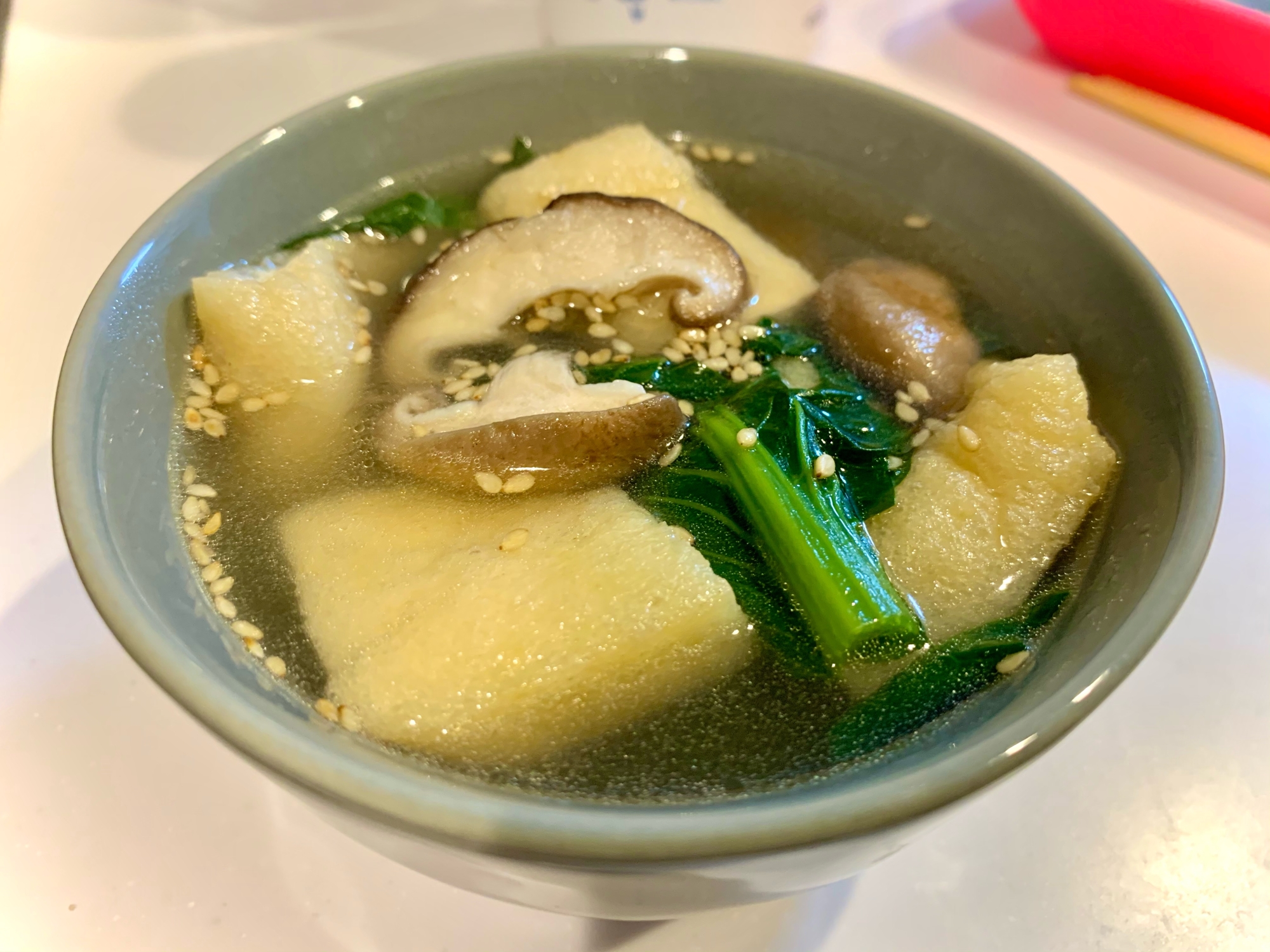 小松菜と椎茸のシャンタンスープ