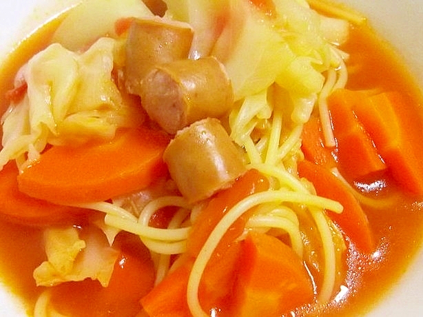 生しょうゆ麹を使って♪トマトスープスパゲティ