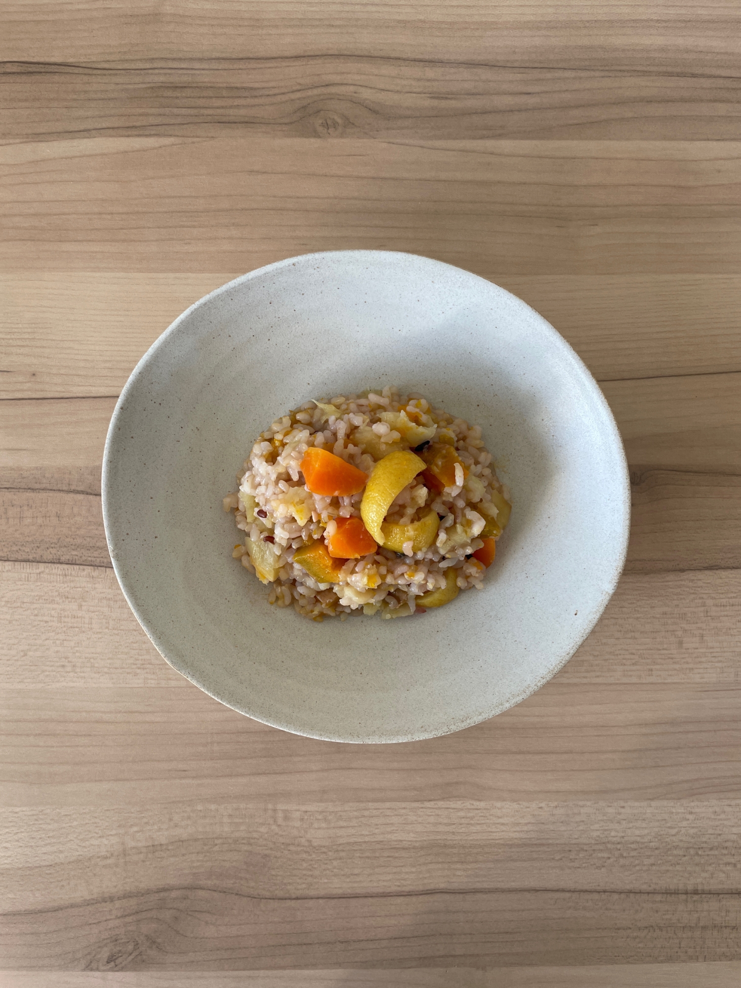 薩摩芋と南瓜の根昆布水十穀玄米人参柚子ご飯