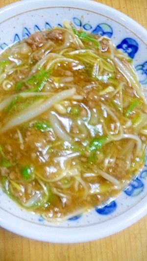 簡単美味！もやしと水菜の肉そぼろあんかけ