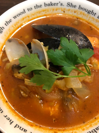 簡単　ムール貝のトマトスープ