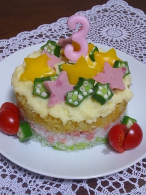 ご飯でデコレーションケーキ お祝いに レシピ 作り方 By Nini 楽天レシピ