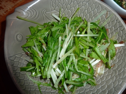 レンジで1分！水菜とピーマンのポン酢和え