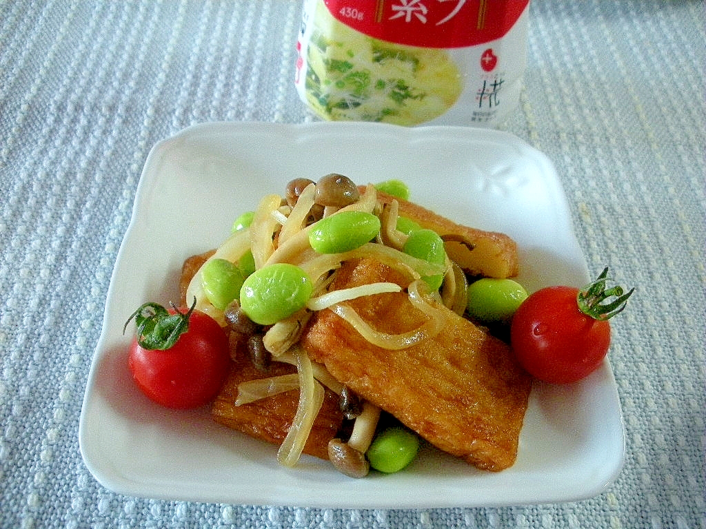 お弁当に！さつま揚げと枝豆とシメジの中華風ソテー♪