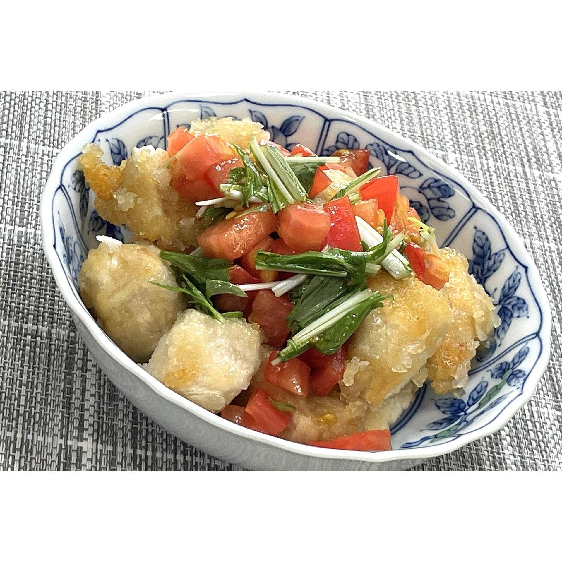 水菜とトマトの甘酢かけ唐揚げ★動画あり★