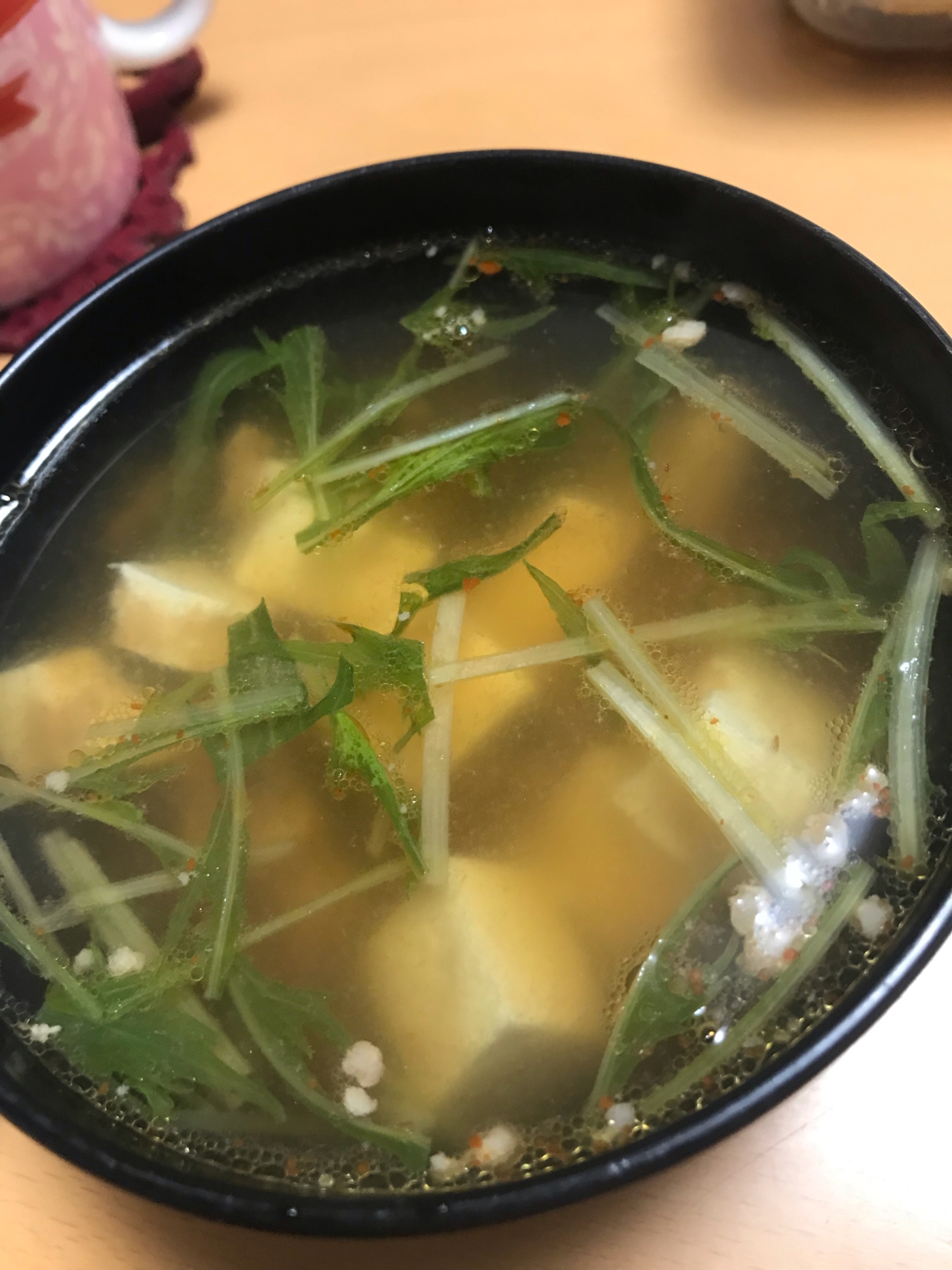 ひき肉と豆腐の豆板醤スープ