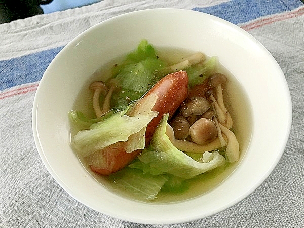 レタスとしめじの中華スープ
