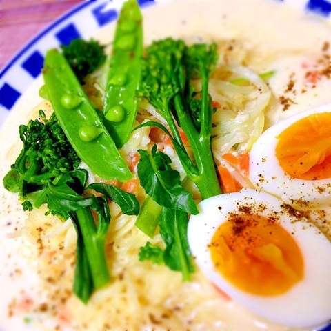 お手軽おいしい塩麹豆乳スープパスタ