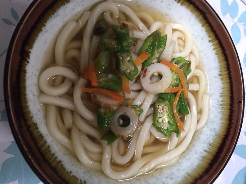 オクラ(*^^*)あったか☆うどん☆