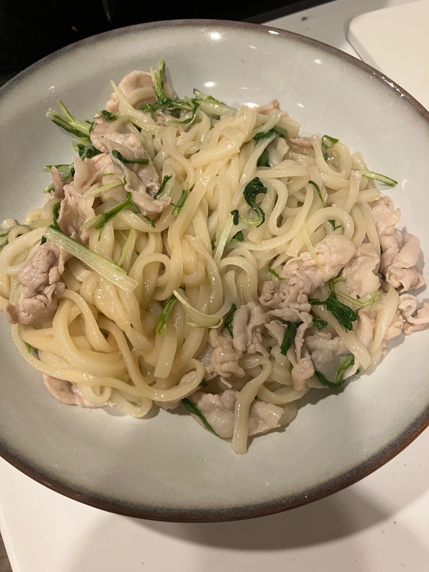 水菜と豚肉のしょっつる焼きそば