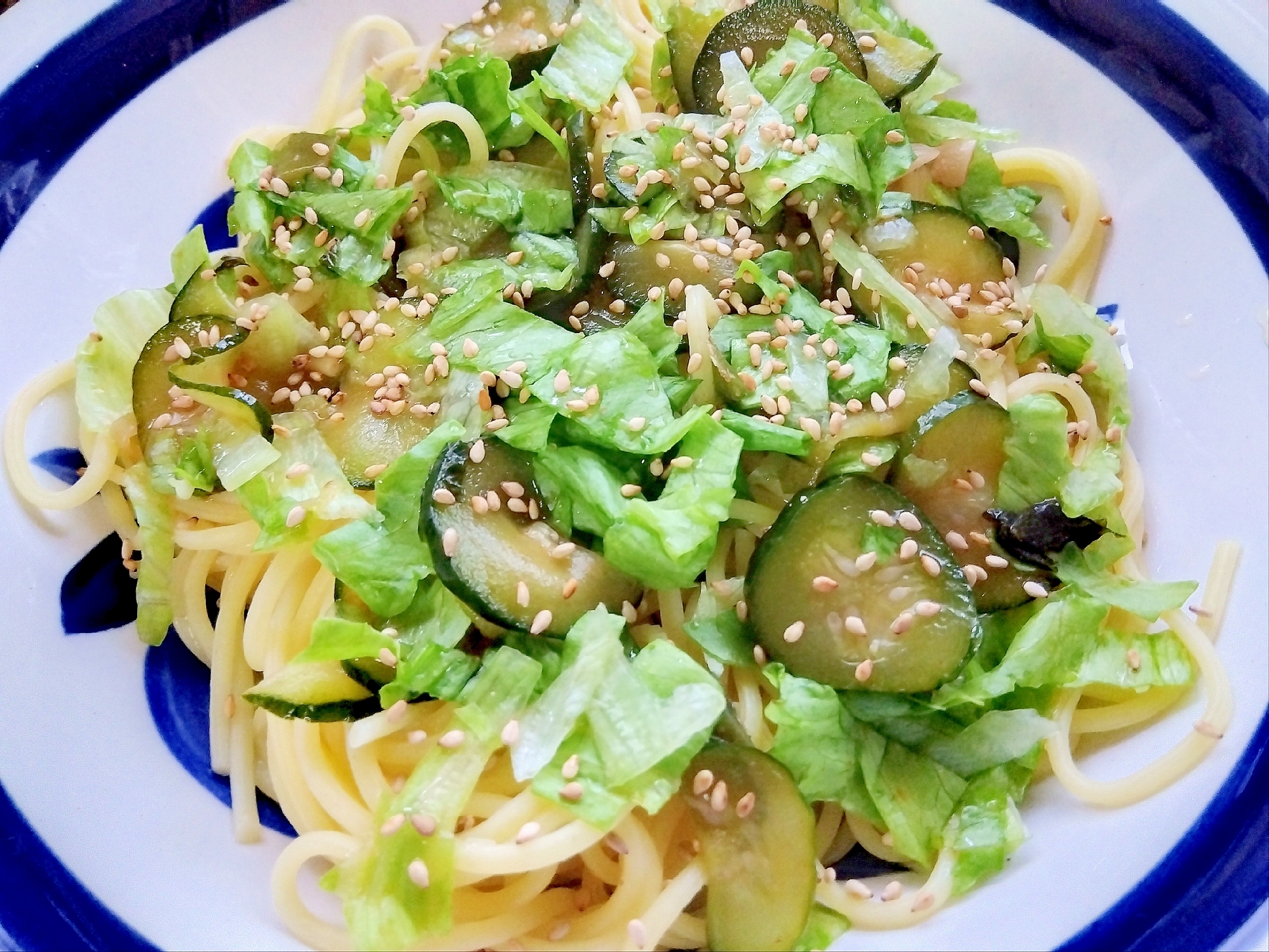 レタス&キュウリの冷製パスタ