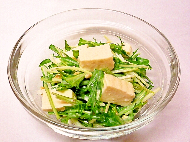 塩麹豆腐と水菜とカシューナッツのヨーグルトサラダ