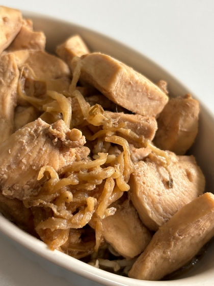 安くできる　もやしと鶏むね肉のにんにく生姜ソテー