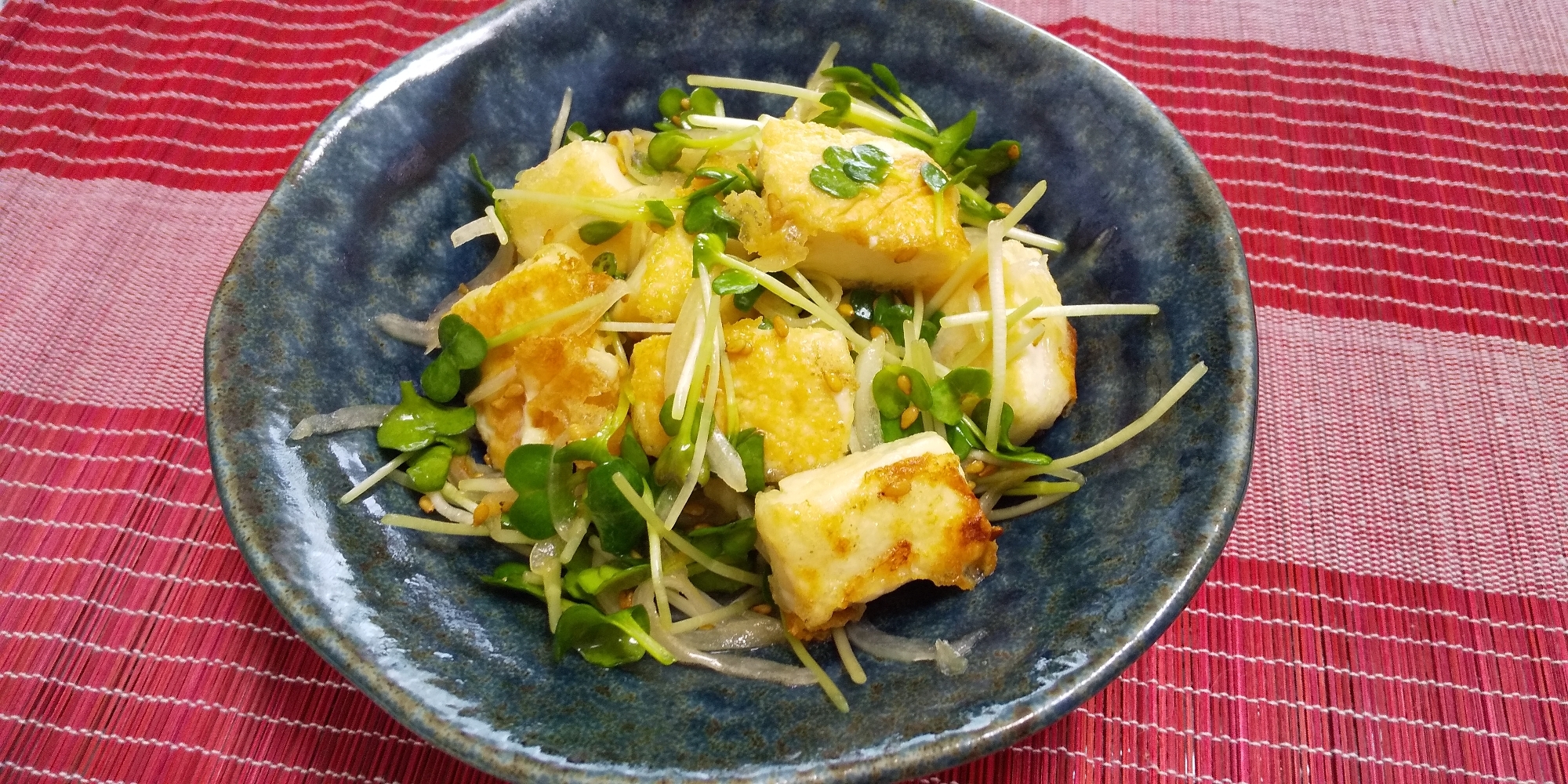 副菜！簡単！豆腐とカイワレのポン酢サラダ
