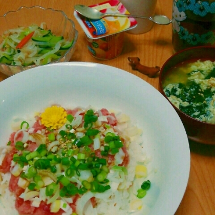 ネギトロ丼❀さっぱりガーリックたれ