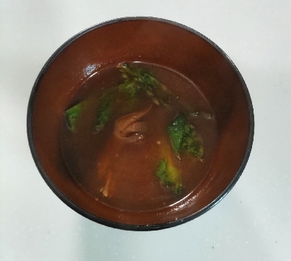 菜の花としめじの味噌汁