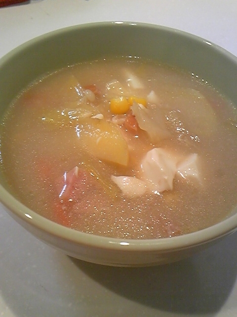 白菜ウインナー豆腐の中華味噌スープ♪
