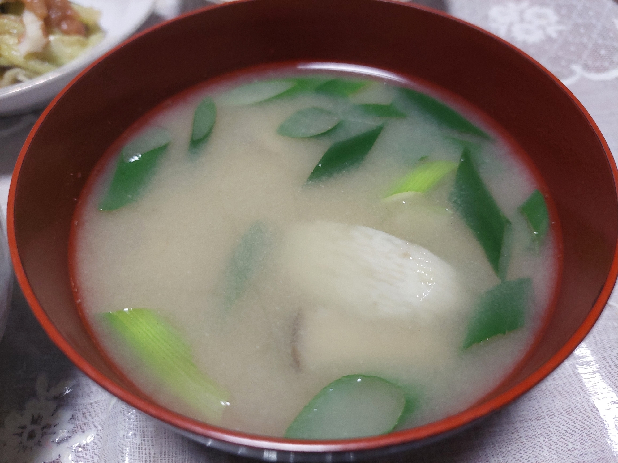 エリンギとネギと長芋の味噌汁