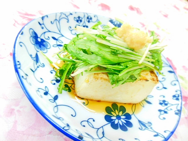 胡麻薫る❤木綿豆腐ステーキに水菜を添えて❤