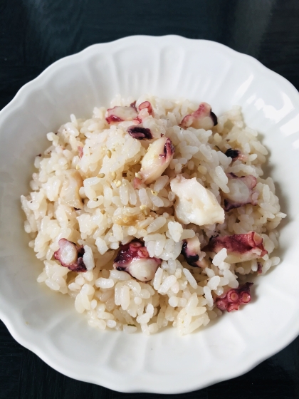 入れる水の分量が参考になりました。
タコとだし汁の旨みがご飯にしっかり出ていて美味しかったです。