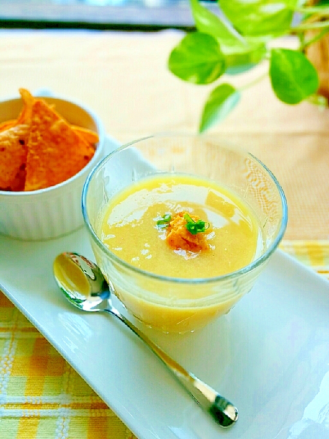 牛乳不使用⭐コーンの(温製)冷製スープ＆ドリトス