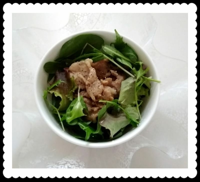 レンチン生姜焼きの肉サラダ