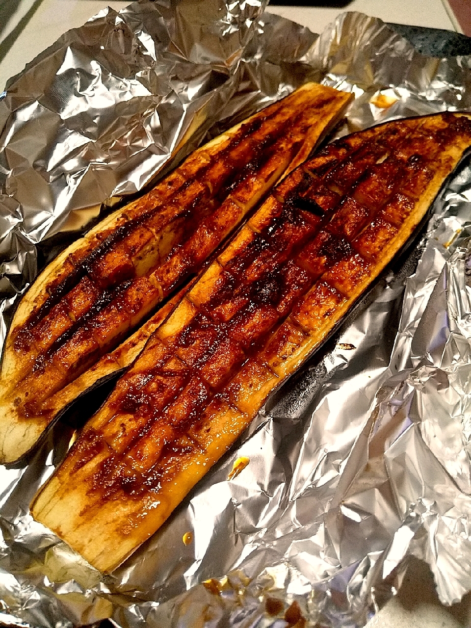 魚焼きグリルで♪ジューシー茄子のゆず味噌焼き