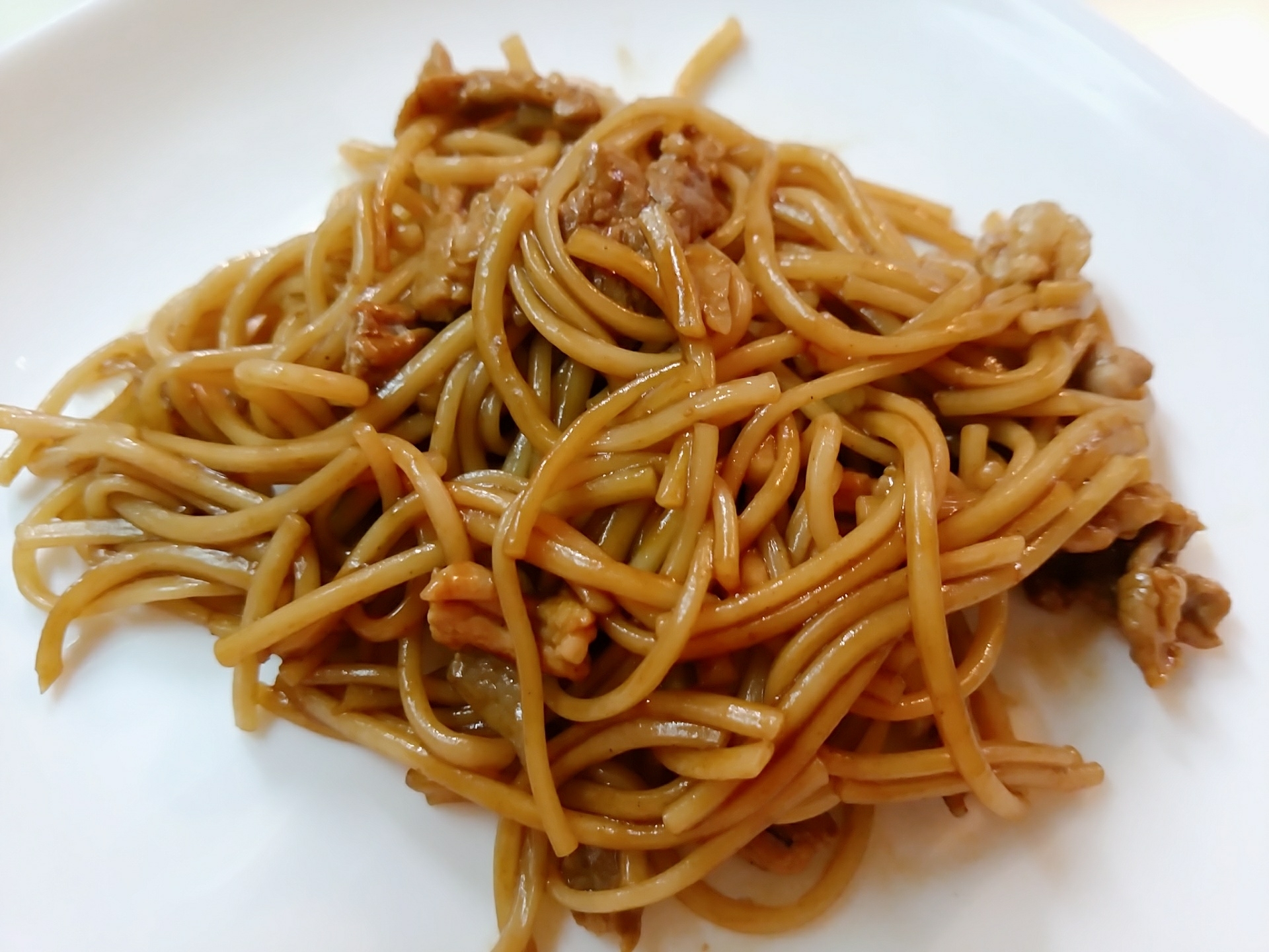 素麺と豚肉のソース炒め