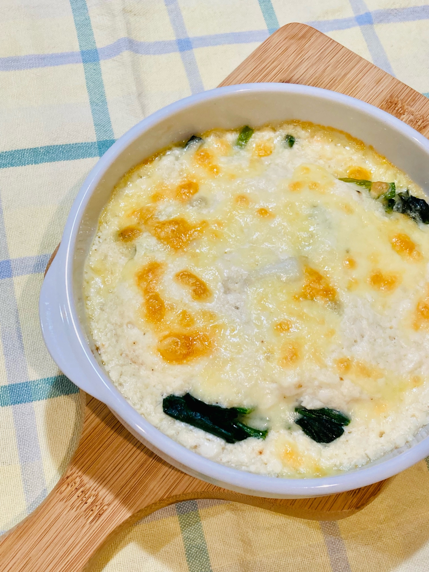 ♦️豆腐と長芋のソースで☆ほうれん草グラタン