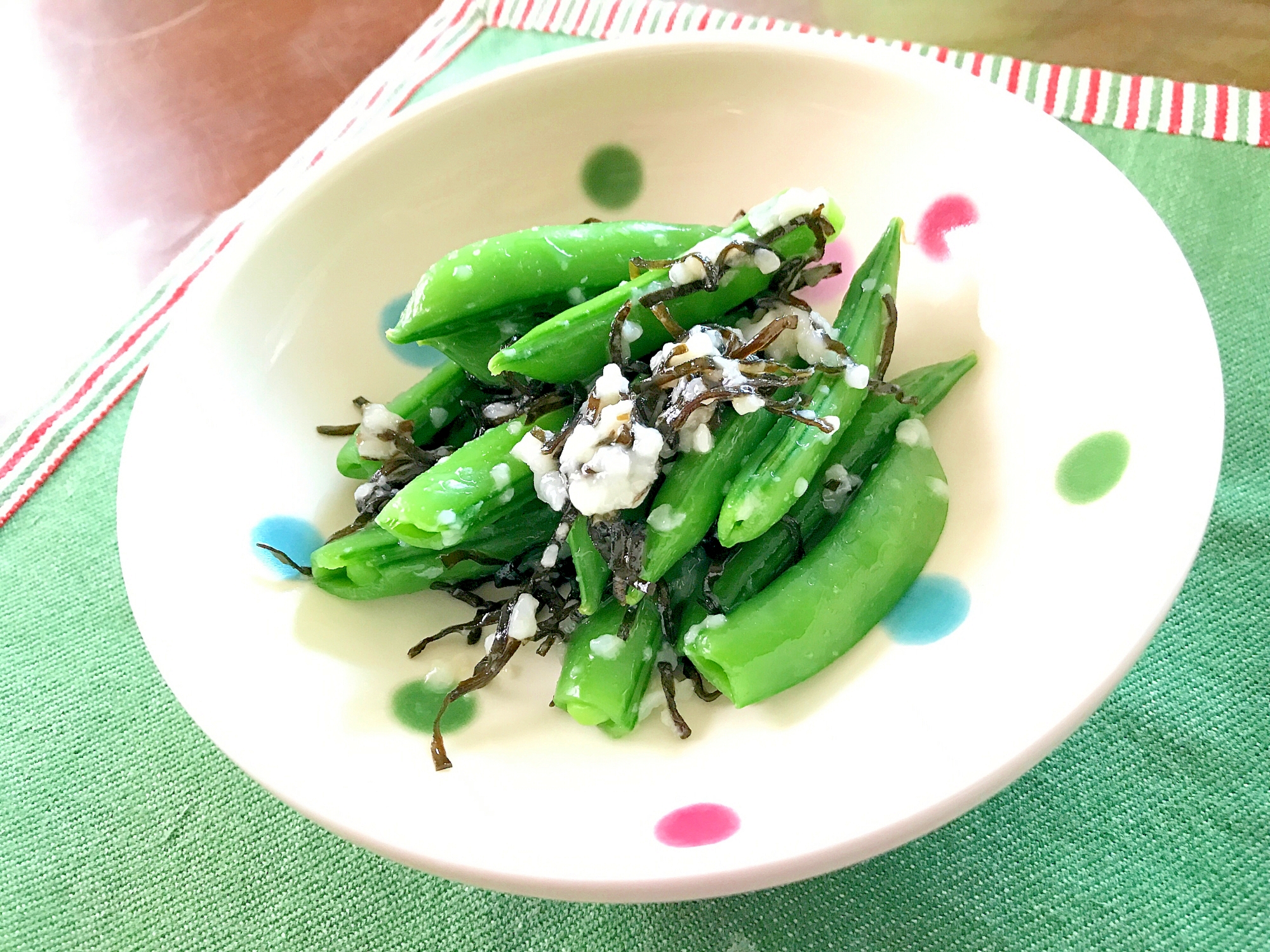 スナップえんどうの塩昆布＊塩麹和え