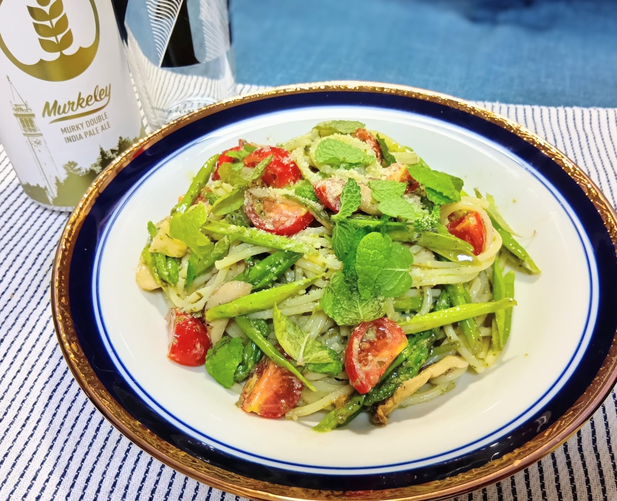 ミント香!トマトとアスパラのジェノベーゼ冷製パスタ