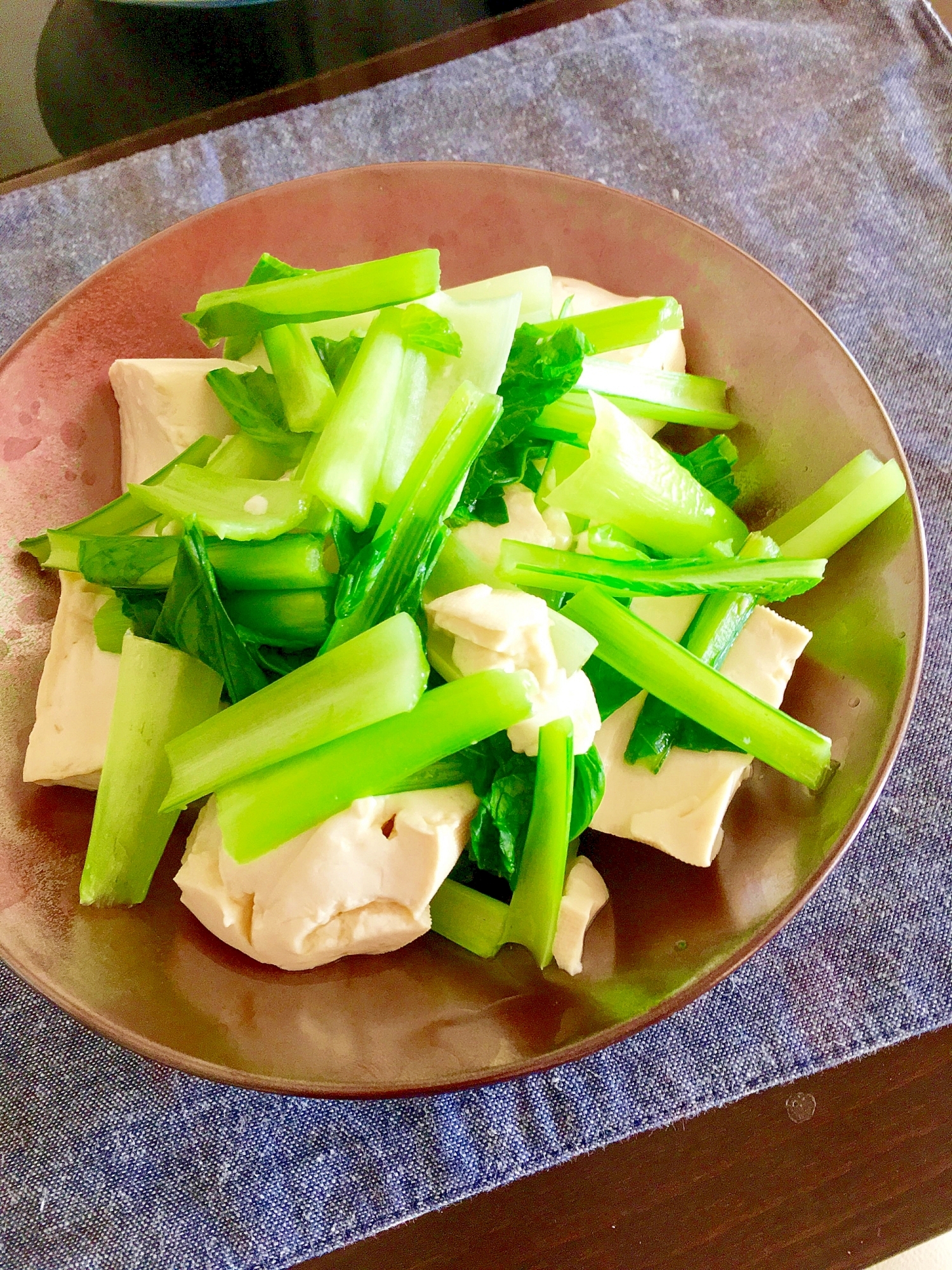小松菜と豆腐の鶏ガラ煮♩