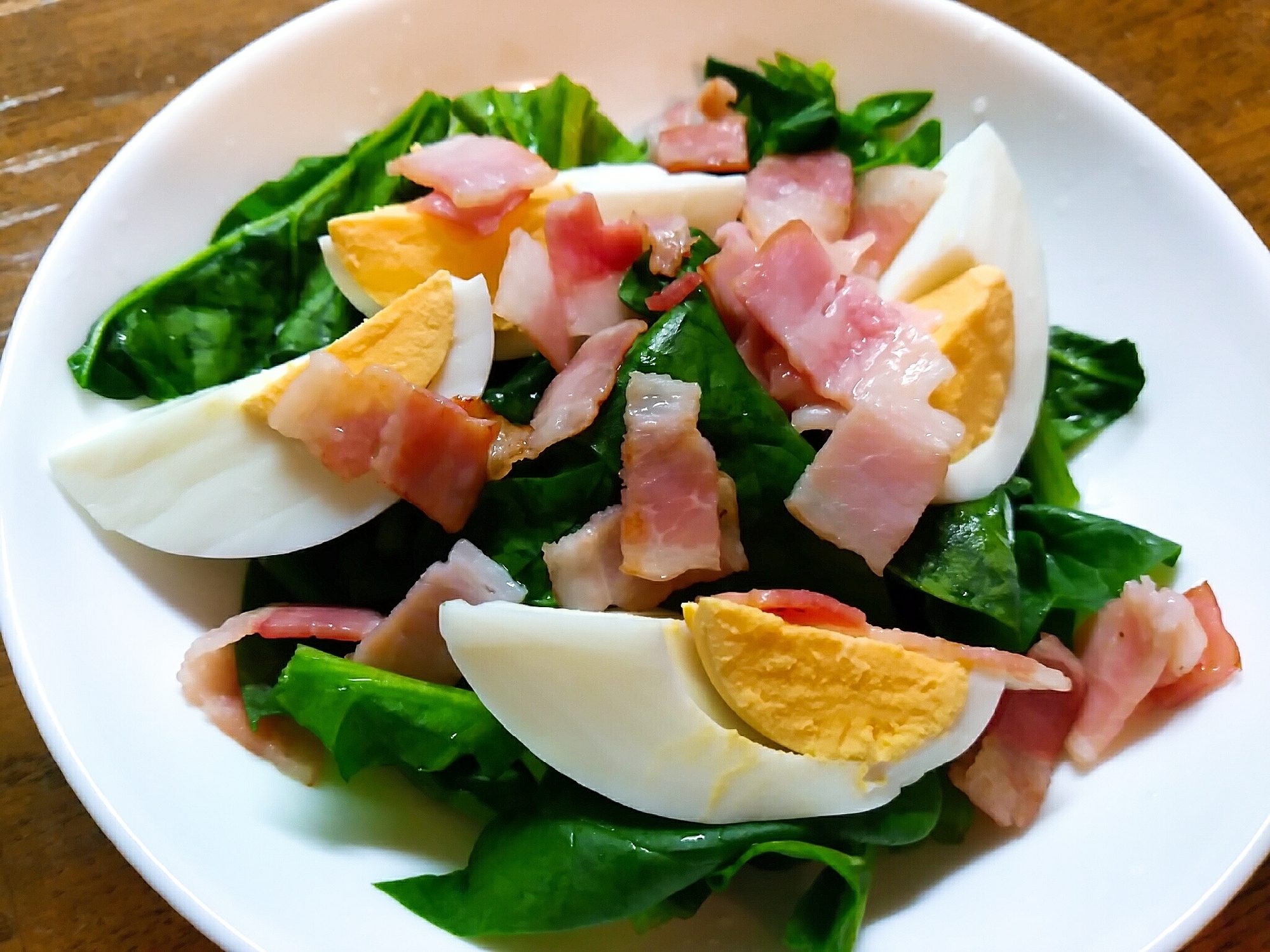 ほうれん草と卵とベーコンのサラダ レシピ 作り方 By のん786 楽天レシピ ほうれん草と卵とベーコンのサラダ レシピ 作り方 By のん786 楽天レシピ