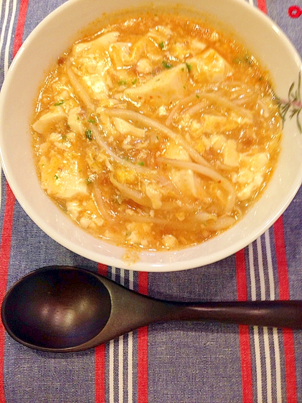 春休みの夕食に♪玉子ともやしの麻婆豆腐