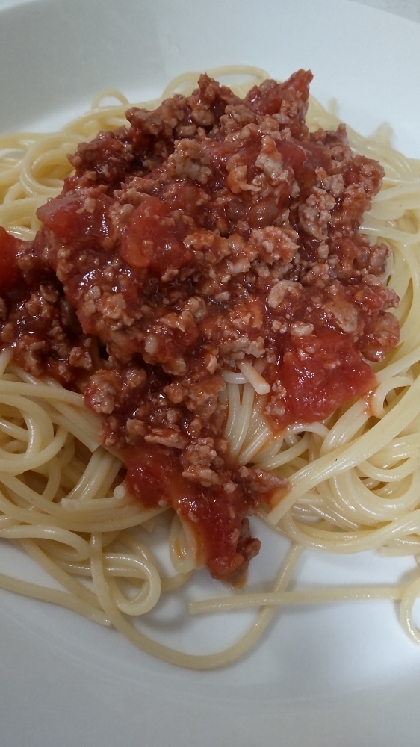 簡単にカフェ風❤豚ひき肉でミートソースパスタ♪