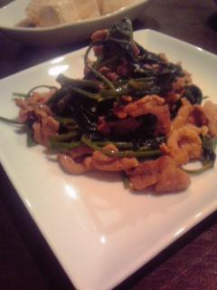 空芯菜と豚肉の醤油炒め