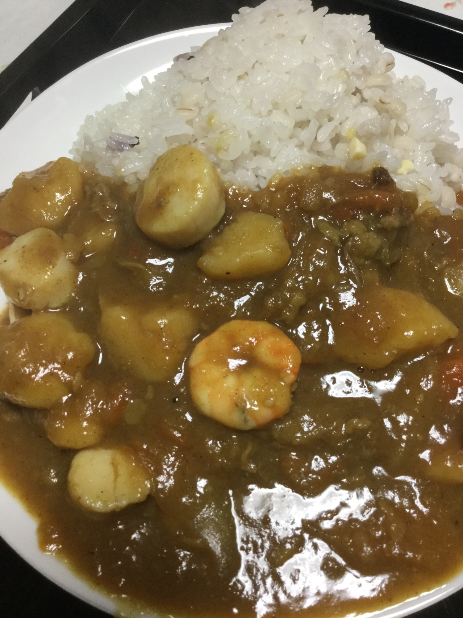 2日目のホタテとエビのカレー