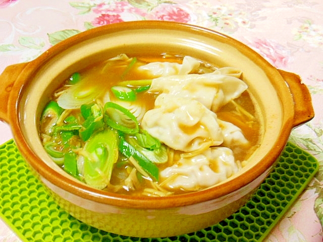 残りカレーｄｅ❤水餃子と長ネギのカレー鍋❤