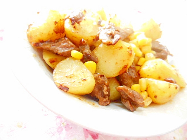 ❤馬鈴薯と牛タンのガリバタ醤油炒め❤