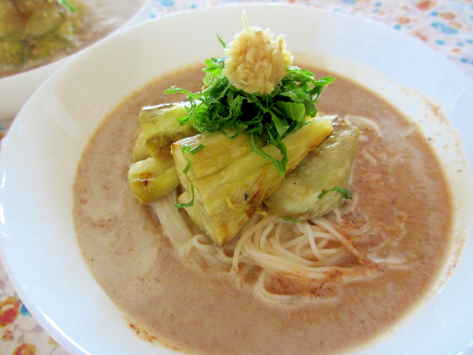 焼きナスゴマダレそうめん