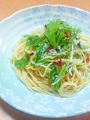 しらすと水菜のペペロンチーノ