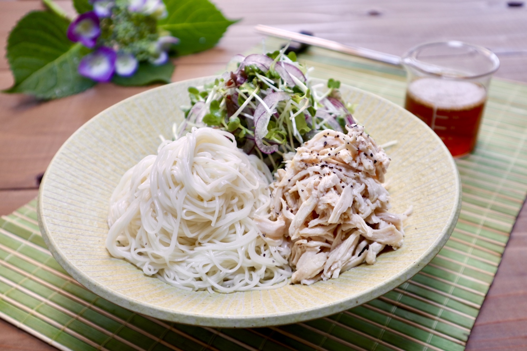野菜たっぷり蒸し鶏そうめん レシピ・作り方 by 大矢知金魚印